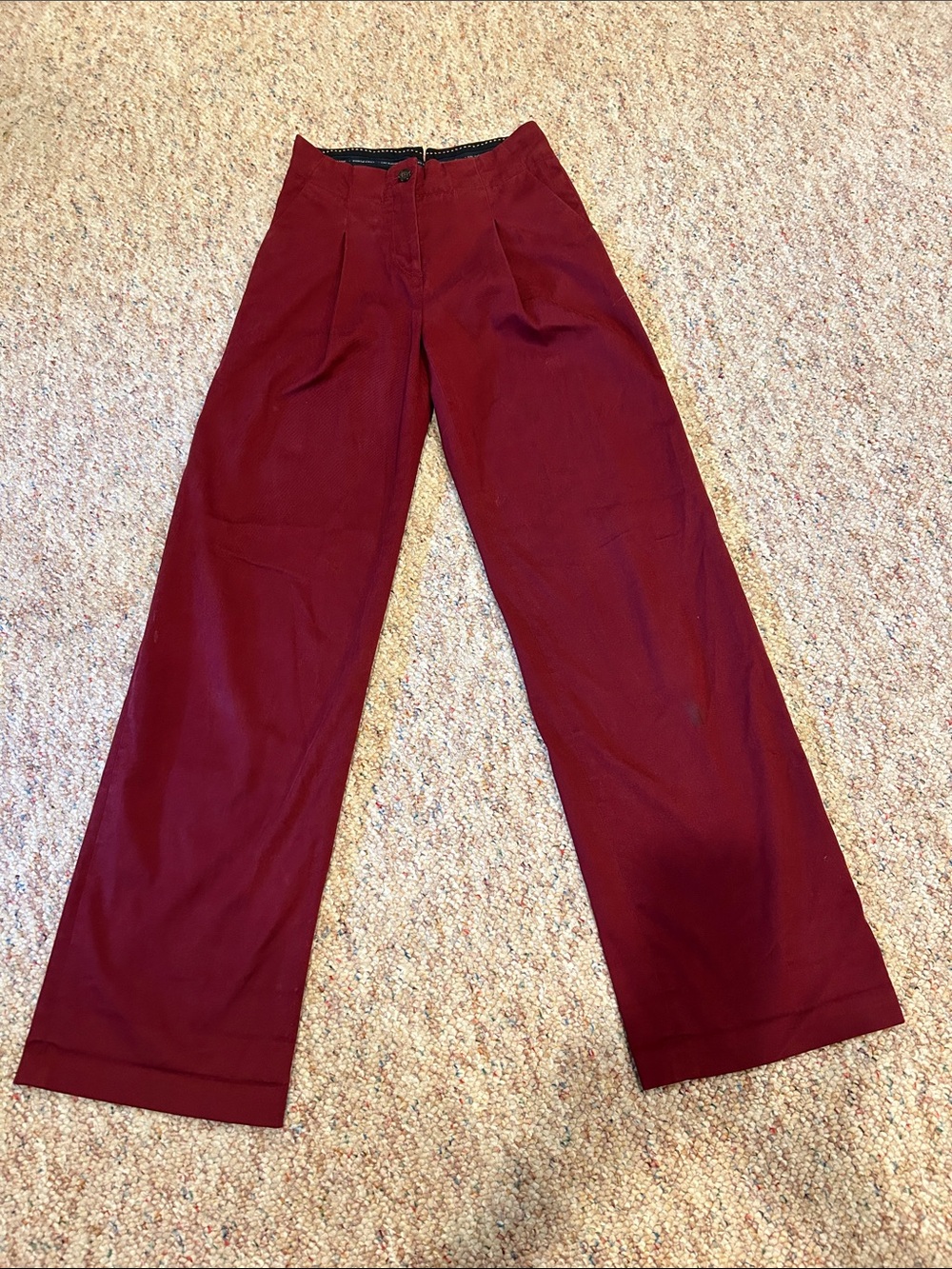 Anthropologie Wide-Leg Burgundy Trousers